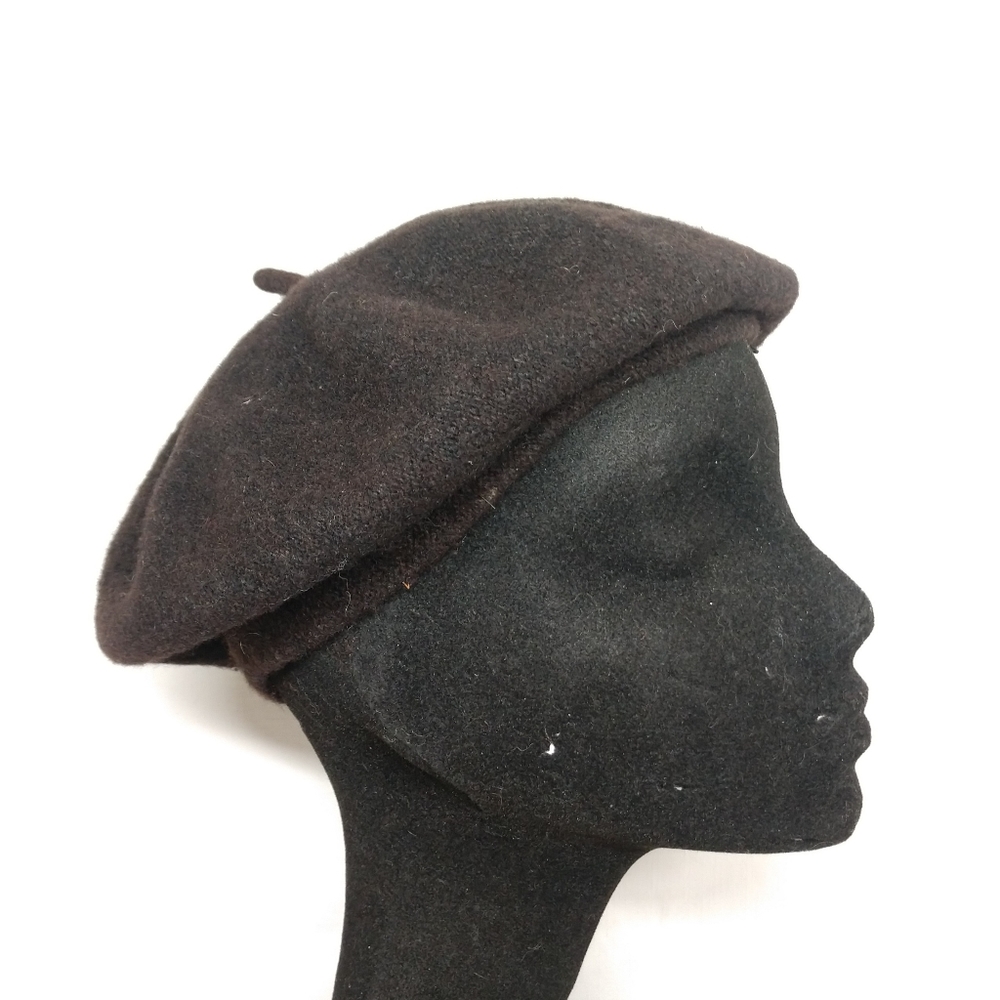 Vintage Women's One Size Dark Brown Beret 100% Wool Hat
